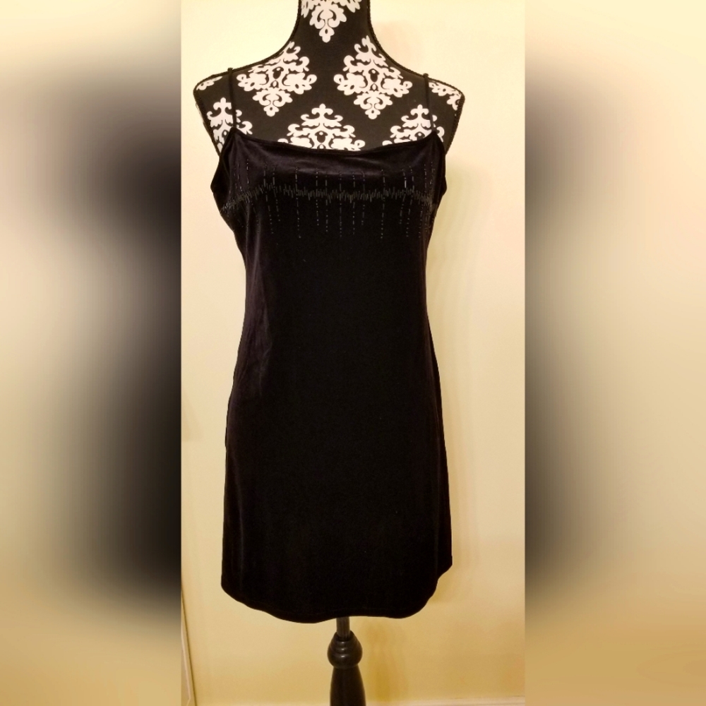 Victoria's Secret Beaded Black Velvet Mini Dress